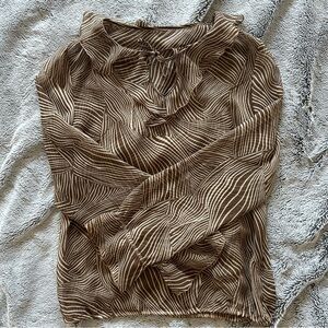 Vintage print ruffle blouse long sleeve